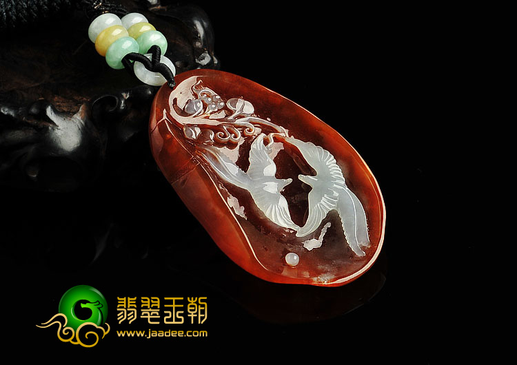 冰种褐红翡缅甸翡翠A货喜上眉梢挂件