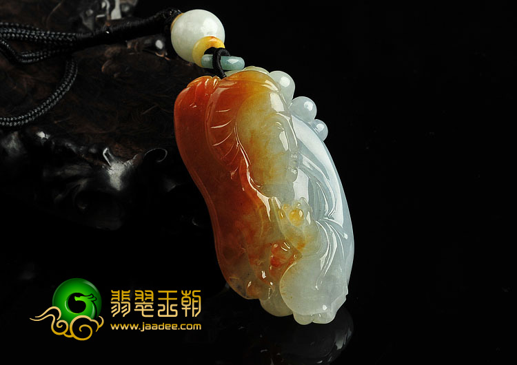 糯冰种红黄翡缅甸翡翠A货花样年华挂件