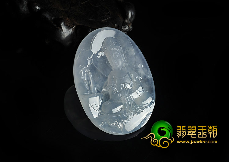 冰种淡晴水缅甸翡翠A货观音挂件