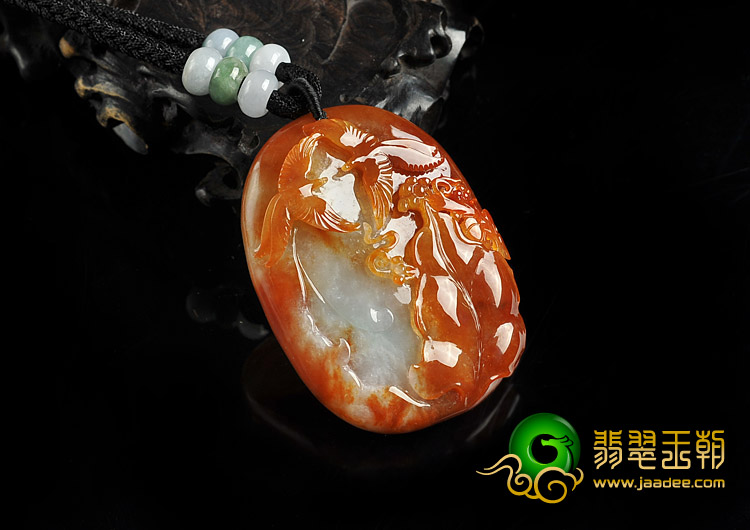 糯冰种红黄翡缅甸翡翠A货比翼双飞挂件