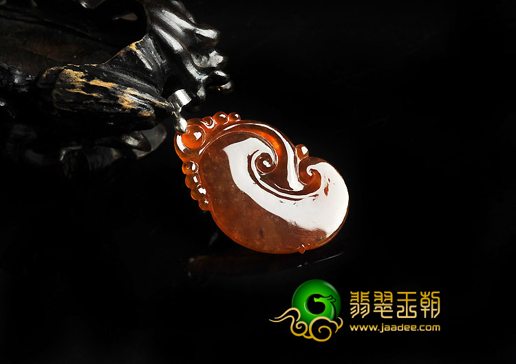 冰种褐红翡缅甸翡翠A货如意挂件