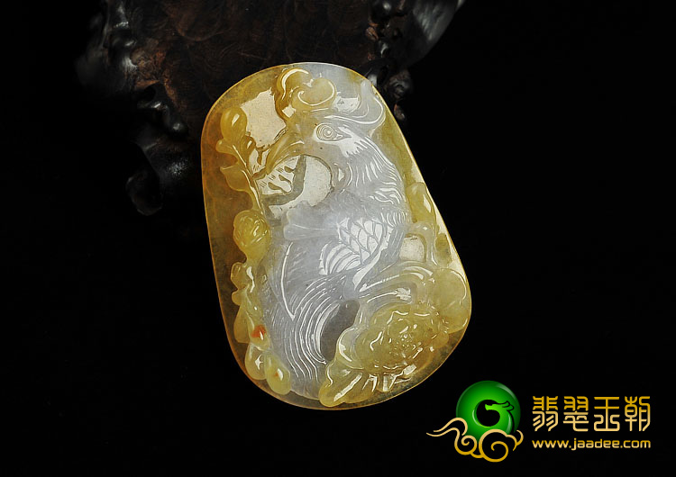 冰种黄翡缅甸翡翠A货凤凰挂件