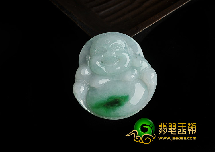 糯冰种飘翠缅甸翡翠A货玉佛挂件