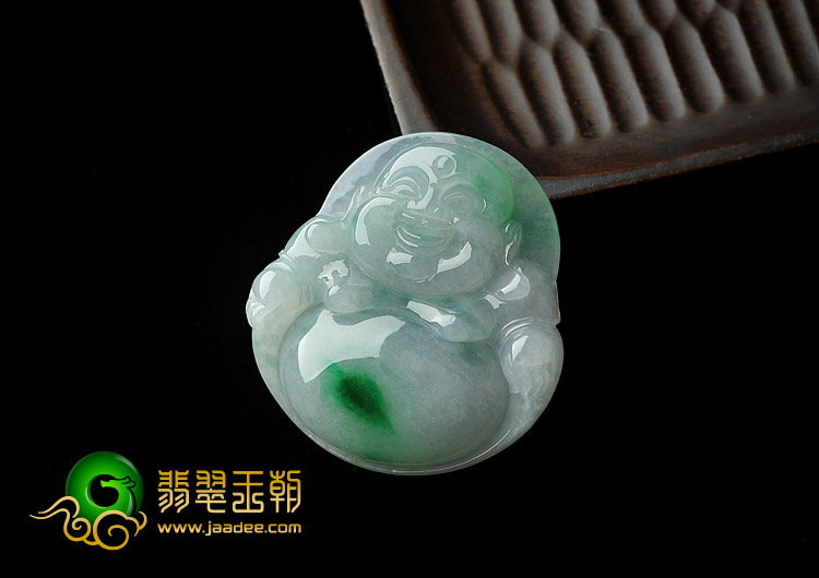 糯冰种飘翠缅甸翡翠A货玉佛挂件