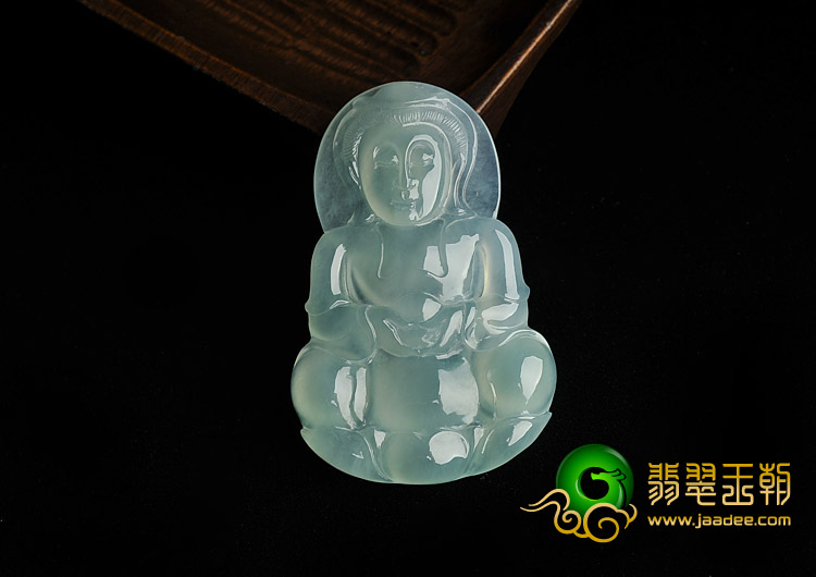 冰玻种晴水缅甸翡翠A货观音挂件