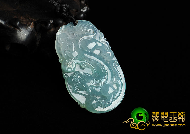冰种晴水缅甸翡翠A货龙行如意挂件