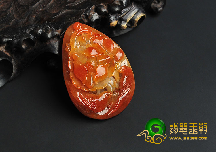 糯冰种红黄翡缅甸翡翠A货富贵双喜挂件