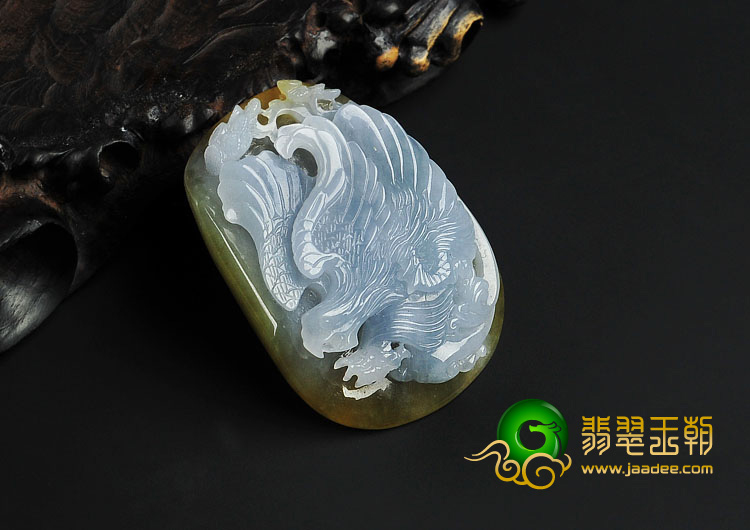 冰种紫罗兰黄翡缅甸翡翠A货大展宏图挂件