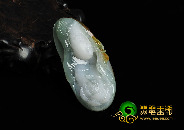 糯冰种三彩缅甸翡翠A货西域少女挂件
