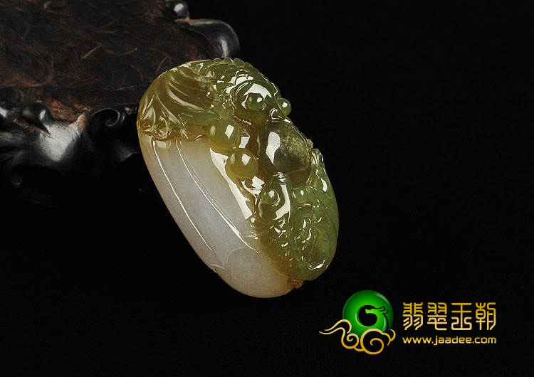 冰种褐黄翡缅甸翡翠A货金玉满堂挂件