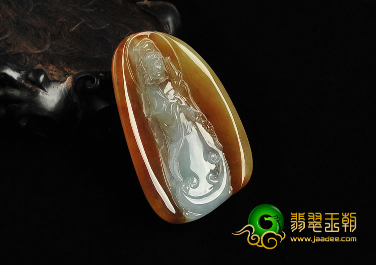 冰种褐红翡缅甸翡翠A货观音挂件