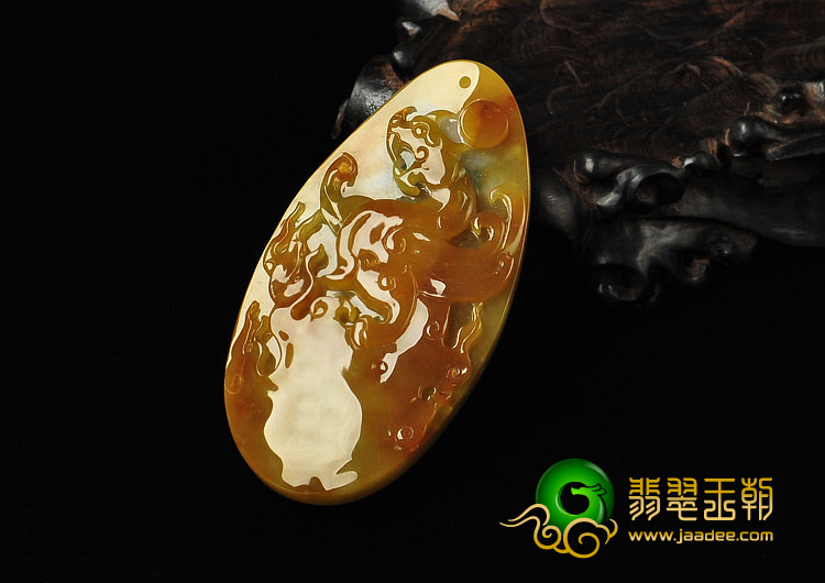 糯冰种黄翡飘花缅甸翡翠A货飞龙挂件