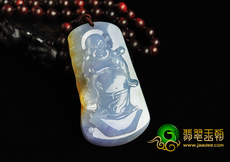 冰种三彩缅甸翡翠A货站佛挂件