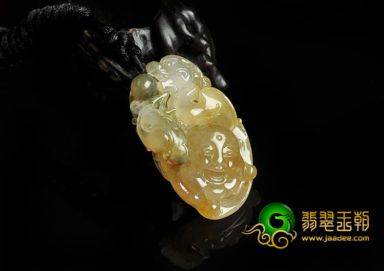 冰种黄翡缅甸翡翠A货望子成龙挂件