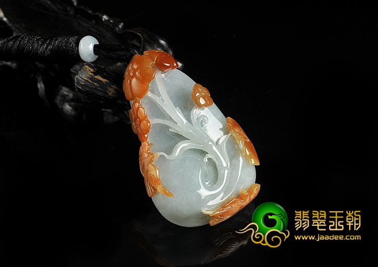 糯冰种晴水红黄翡缅甸翡翠A货花开富贵挂件