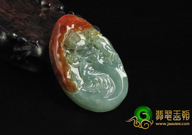 糯冰种红翡晴水缅甸翡翠A货富贵双喜挂件