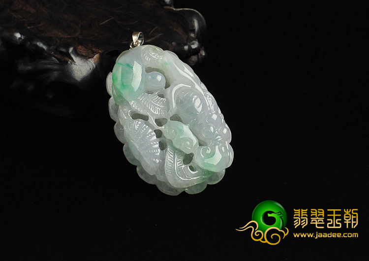 糯冰种飘翠缅甸翡翠A货金玉满堂挂件