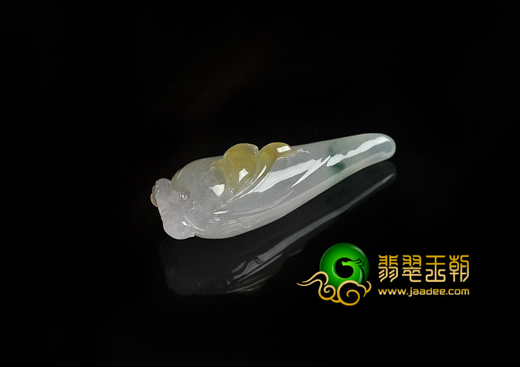 冰种黄翡飘花缅甸翡翠A货福瓜挂件