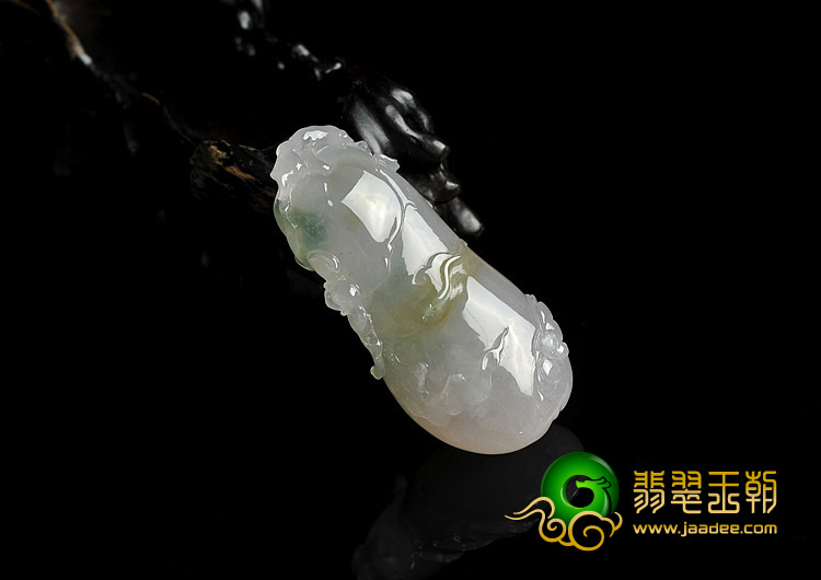 冰种黄翡飘花缅甸翡翠A货福瓜挂件