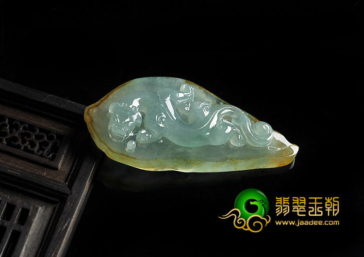 （超值推荐）冰种晴水褐黄翡缅甸翡翠A货螭龙挂件