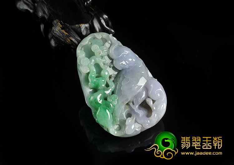 糯冰种春带彩缅甸翡翠A货英明神武挂件