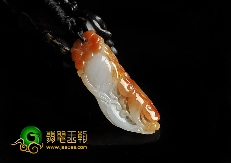 糯冰种红黄翡缅甸翡翠A货生意兴隆挂件
