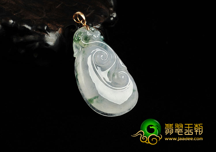 冰种飘花缅甸翡翠A货如意寿挂件
