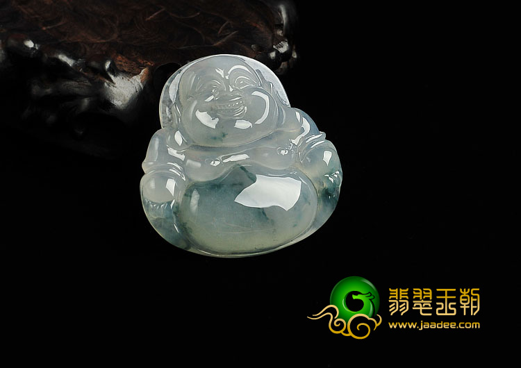冰种飘花缅甸翡翠A货玉佛挂件