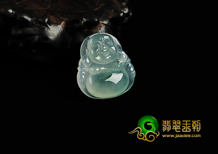 冰种飘花缅甸翡翠A货玉佛挂件