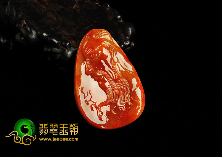 糯冰种红黄翡缅甸翡翠A货关公头挂件