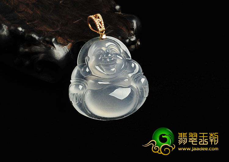 冰玻种淡晴水缅甸翡翠A货玉佛挂件
