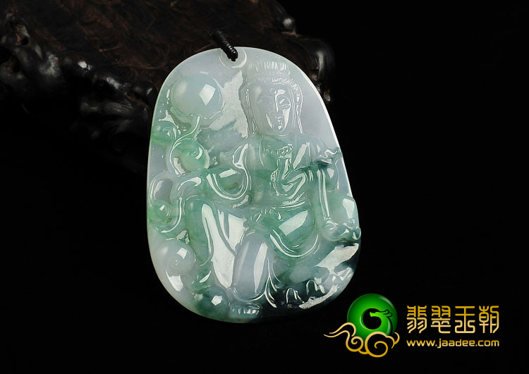 冰种飘花缅甸翡翠A货观音挂件