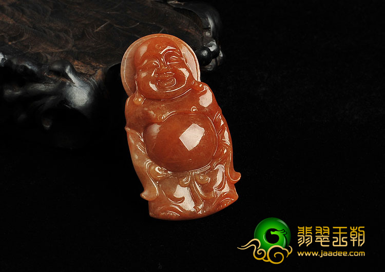 糯冰种褐红翡缅甸翡翠A货玉佛挂件