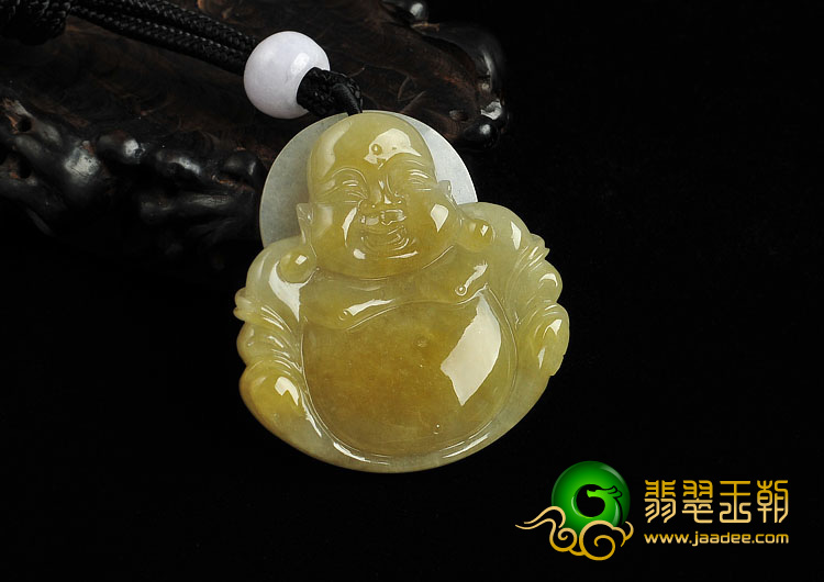 冰种黄翡缅甸翡翠A货玉佛挂件