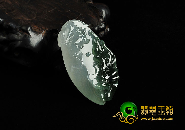 冰种飘花缅甸翡翠A货望子成龙挂件