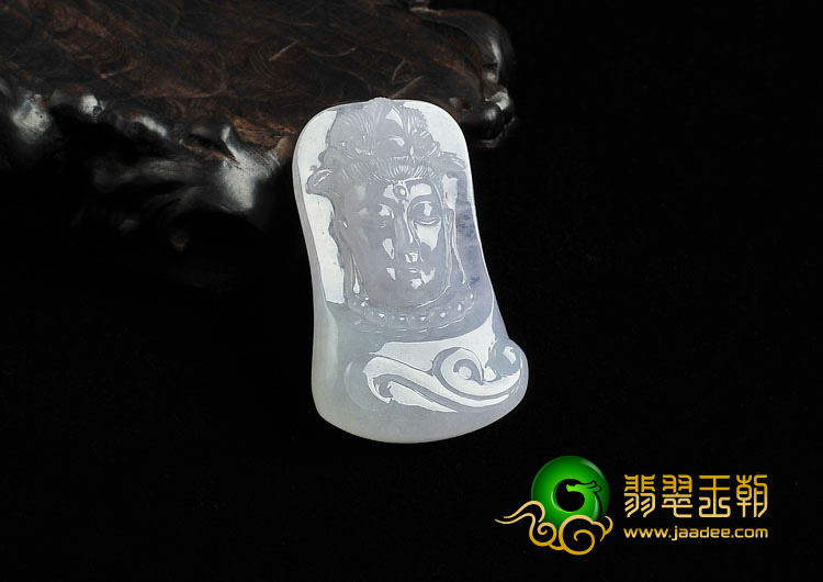 冰种晴水缅甸翡翠A货观音头挂件