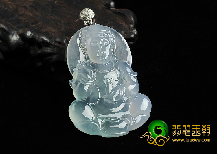 冰种晴水缅甸翡翠A货观音挂件