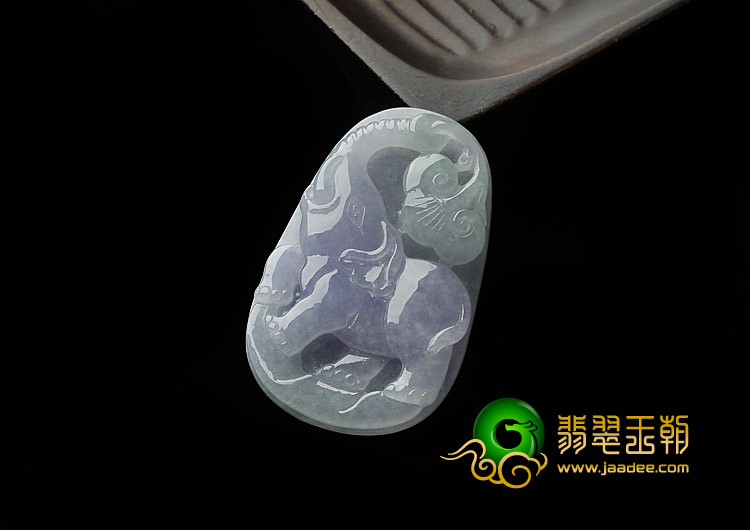 冰种紫罗兰缅甸翡翠A货象如意挂件