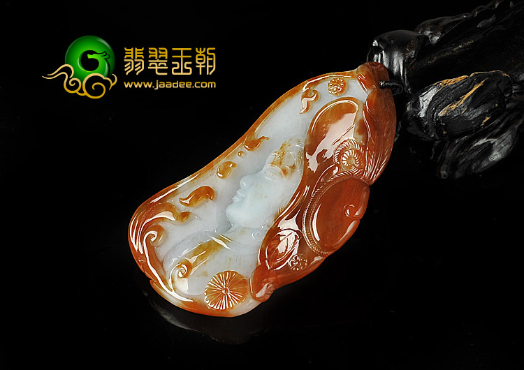 糯冰种红黄翡缅甸翡翠A货花季少女挂件