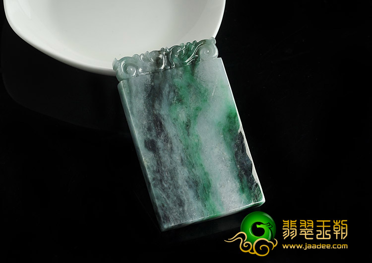 糯冰种飘花缅甸翡翠A货平安牌挂件