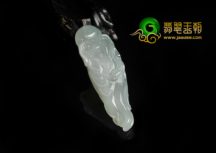 冰种晴水缅甸翡翠A货寿星挂件