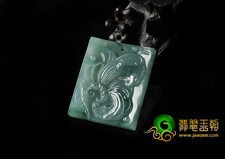 冰种飘花缅甸翡翠A货蝴蝶挂件