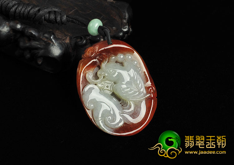 冰种褐红翡缅甸翡翠A货鹦鹉挂件