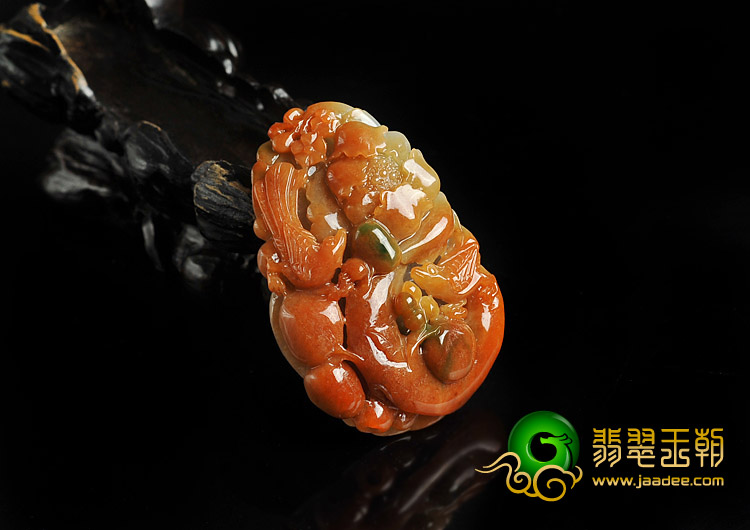 糯冰种红黄翡缅甸翡翠A货比翼双飞挂件