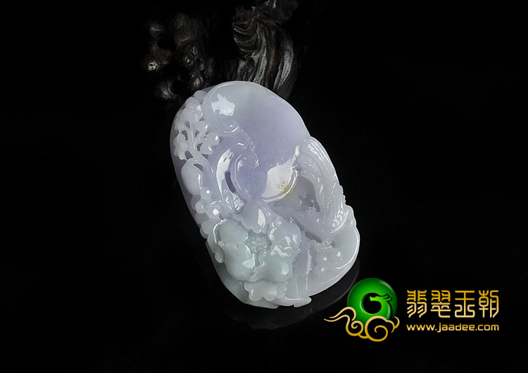 糯冰种紫罗兰缅甸翡翠A货富贵花开挂件