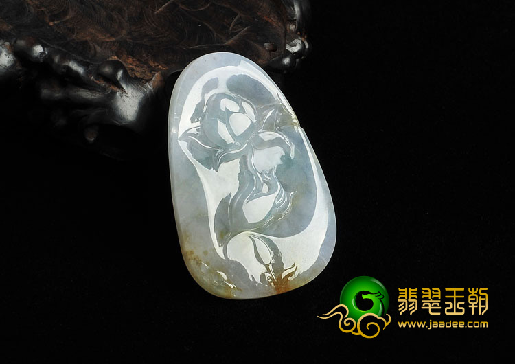 冰种飘花缅甸翡翠A货信手拈花挂件