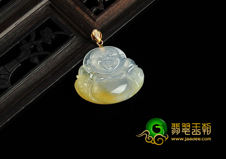 冰种黄翡缅甸翡翠A货玉佛挂件