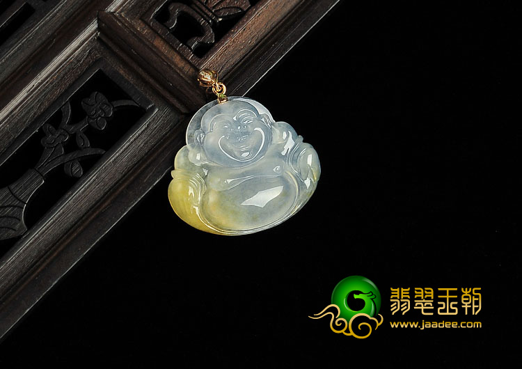 冰种黄翡缅甸翡翠A货玉佛挂件