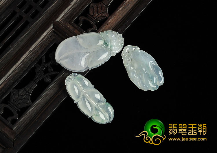 冰种略飘花缅甸翡翠A货叶子/佛手挂件（一批走）