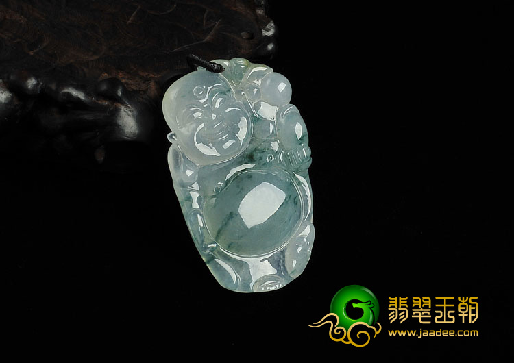 冰种飘花缅甸翡翠A货玉佛挂件